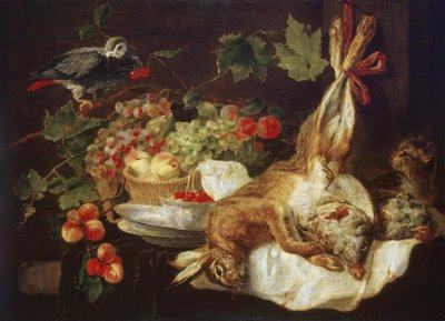 Lepre, frutta e pappagallo da Jan Fyt