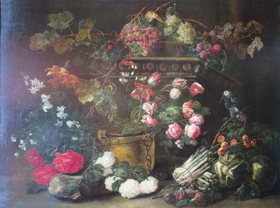 Natura morta con fiori, frutta e pappagallo da Jan Fyt