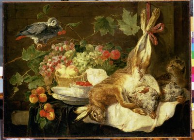 Natura morta con lepre, frutta e pappagallo, 1647 da Jan Fyt