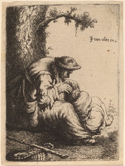 Mendicante donna che pulisce un ragazzo da Jan Georg van Vliet