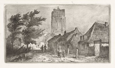 Veduta del villaggio con campanile da Jan Gerard Smits