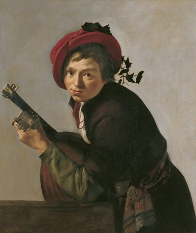 Giovane che suona un tiorba da Jan Gerritsz van Bronckhorst