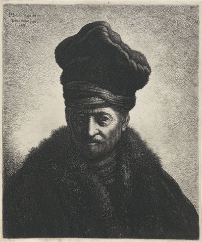 Busto di un uomo con cappello di pelliccia da Jan Gillisz. van Vliet