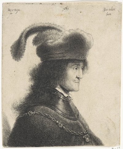 Busto di uomo con colletto e cappello con piuma (George Rakoczy I) da Jan Gillisz. van Vliet