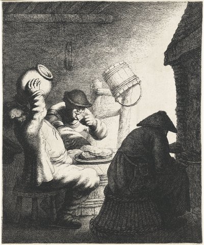 Figure che mangiano frittelle in un interno da Jan Gillisz. van Vliet