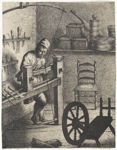 Lavoratore dietro un tornio da Jan Gillisz. van Vliet