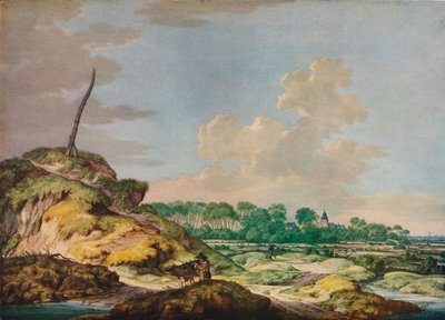 Paesaggio con sportivo e vista lontana di Middleburg da Jan Goedart