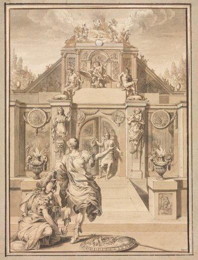 Perseo e Minerva davanti a un tempio, primo terzo del XVIII secolo da Jan Goeree