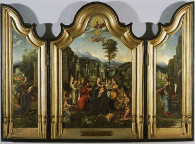La Sacra Famiglia con Santa Caterina e Santa Barbara Trittico, c. 1505 da Jan Gossaert