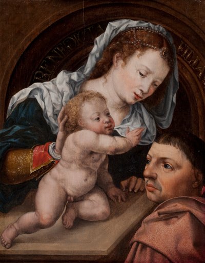 Maria con il Bambino Gesù e il donatore del dipinto da Jan Gossaert