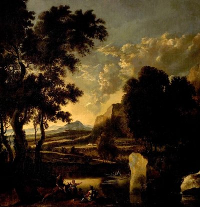 Paesaggio con figure in primo piano da Jan Hackaert