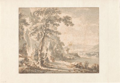Paesaggio con viaggiatori a piedi da Jan Hackaert