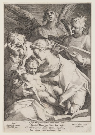 La Sacra Famiglia e due angeli musicanti da Jan Harmensz. Muller