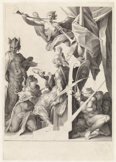 Mercurio guida giovani artisti verso Minerva da Jan Harmensz. Muller