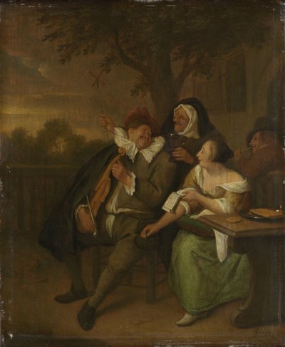 Uomo con un violino in cattiva compagnia da Jan Havicksz. Steen (copy after)