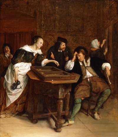 Gentiluomini che giocano a backgammon in un interno da Jan Havicksz. Steen