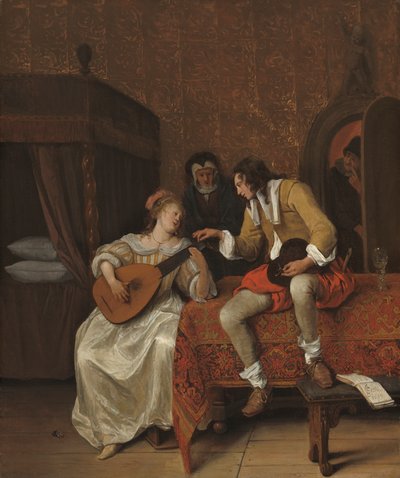 Ascagnes e Lucelle, la lezione di musica, 1667 da Jan Havickszoon Steen