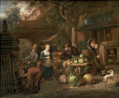 Scena di mercato (pannello) da Jan Havickszoon Steen