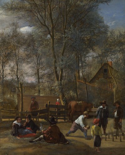 Giocatori di birilli fuori da una locanda, ca 1663 da Jan Havickszoon Steen