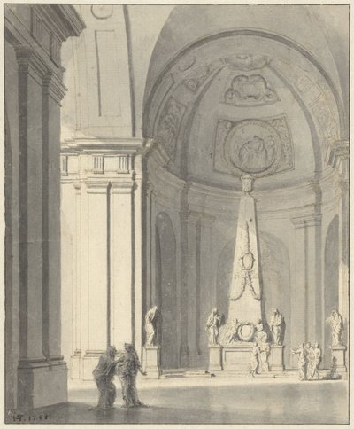 Grande sala a volta con un monumento funebre da Jan Hendrik Troost van Groenendoelen