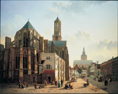 Vista del coro e della torre della Cattedrale di Utrecht, c. 1829 da Jan Hendrik Verheyen