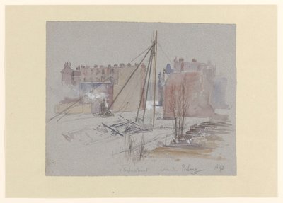 Lavori di palificazione in Van Eeghenstraat, dietro Parkweg da Jan Hoynck van Papendrecht