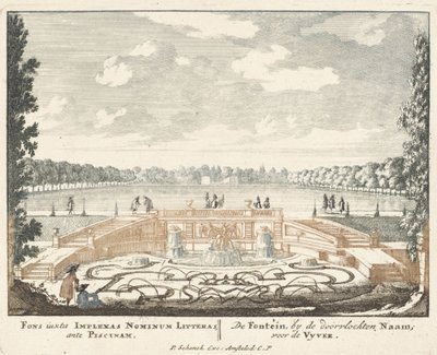 Fontana e grande stagno nei giardini del Palazzo Het Loo, 1694-97 da Jan I van Call