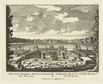 Fontana al grande stagno nei giardini di Paleis Het Loo, 1695-1705 da Jan I van Call