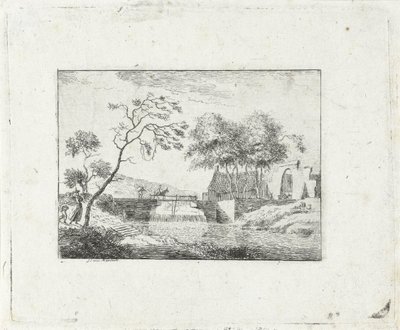 Paesaggio con ponte e fattoria da Jan Izaak van Mansvelt