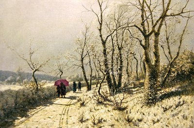 Giornata invernale nevosa con figure sul sentiero da Jan Jacob Lodewiks Ten Kate