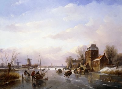 Pattinatori in un paesaggio ghiacciato da Jan Jacob Spohler