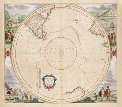 1657 mappa Polus Antarcticus da Jan Janssonius