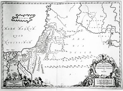 Mappa dei viaggi di Abramo, Isacco e Giacobbe, 1652 da Jan Janssonius