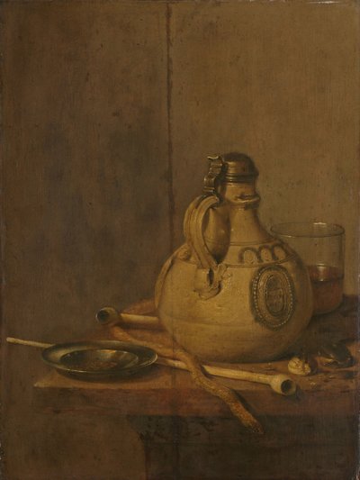 Natura morta con brocca di pietra e pipe da Jan Jansz. Treck