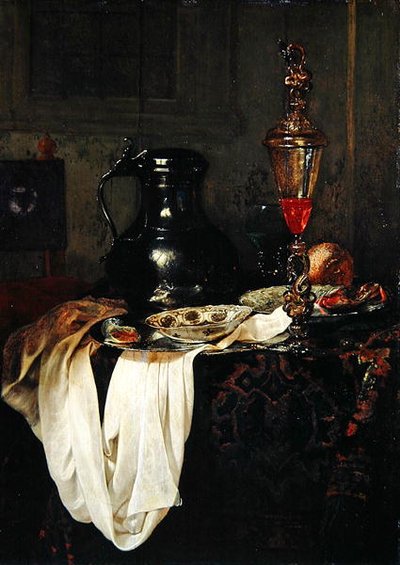 Natura morta con boccale di latta e calice con coperchio da Jan Jansz Treck
