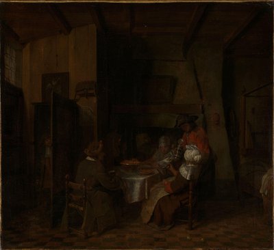 Un pasto in famiglia nella casa di un contadino da Jan Josef Horemans the elder