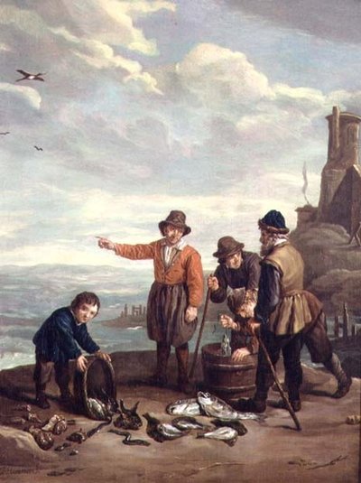 Pescatori su una spiaggia da Jan Josef the Elder Horemans