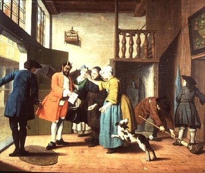 Le visite del dottore - Un proverbio olandese: Il dottore è raffigurato come il diavolo quando torna a casa per presentare il conto (uno di un set di quattro) da Jan Josef the Elder Horemans