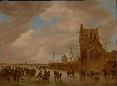 Piaceri del ghiaccio davanti a una torre del ponte, 1655 da Jan Josefsz Goyen van