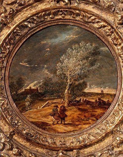 Figure che attraversano una brughiera con vento forte da Jan Josefsz. van (circle of) Goyen