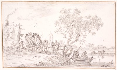 Un carro con viaggiatori presso una locanda da Jan Josefsz van Goyen