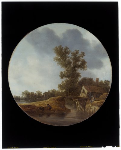 Paesaggio fluviale con pescatore da Jan Josephsz van Goyen