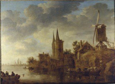 Paesaggio fluviale con un capriccio della Oostport, Delft, c.1644 da Jan Josephsz van Goyen