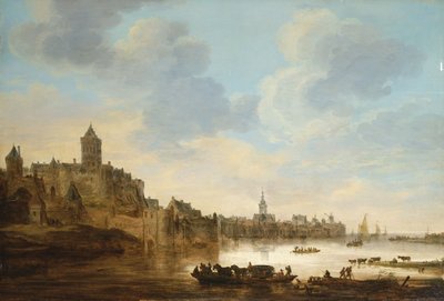 Una città sulle rive di un fiume, con un traghetto, 1648 da Jan Josephsz van Goyen