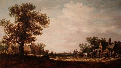 Scena di villaggio con cavalli e carri da Jan Josephsz van Goyen
