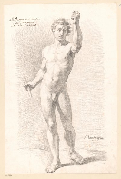 Nudo maschile in piedi, visto di fronte (2° premio 1789) da Jan Kamphuijsen