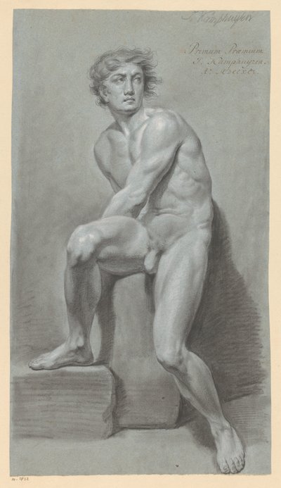 Nudo maschile seduto, visto di fronte (1° premio 1791) da Jan Kamphuijsen