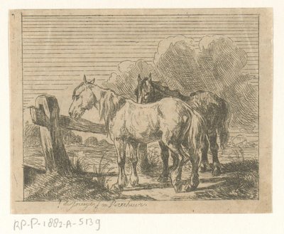 Prato con due cavalli da Jan Karel Jacob de Jonge