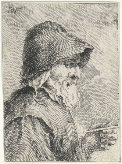 Vecchio con barba e pipa in mano da Jan Lauwryn Krafft (I) (attributed to)