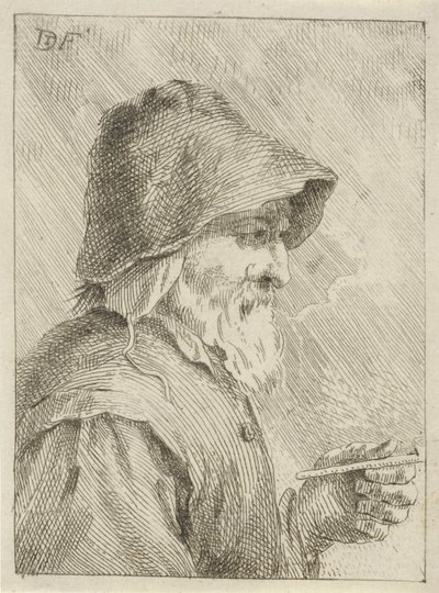 Vecchio con barba e pipa in mano da Jan Lauwryn Krafft (I) (attributed to)